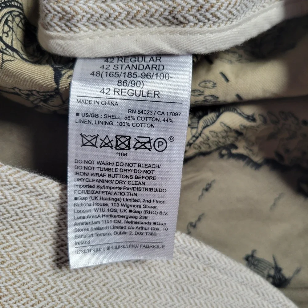 Banana Republic Safari Suit Jacket Mens 42R Tan Herringbone Field Blazer 858034